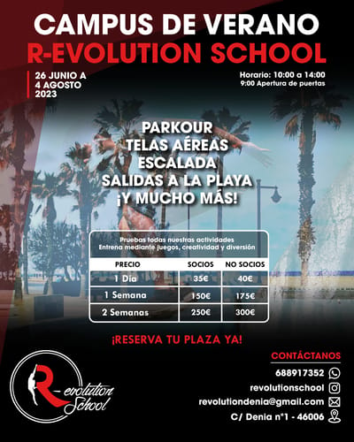 Activity - CAMPUS DE VERANO R-EVOLUTION SCHOOL 2023: PARKOUR, ESCALADA Y TELAS AEREAS