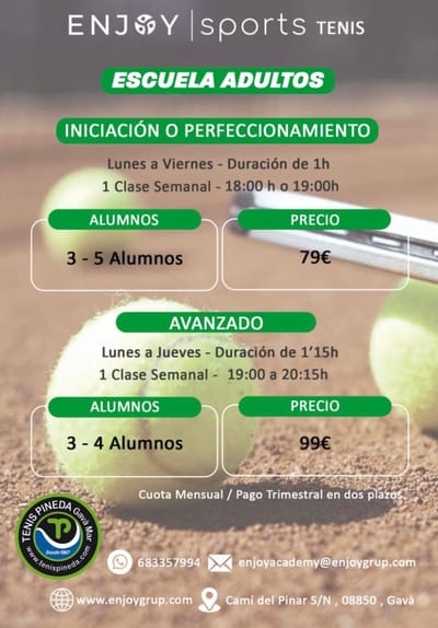 Activity - ESCUELA DE TENIS PARA ADULTOS (INICIACIÓN / PERFECCIONAMIENTO)