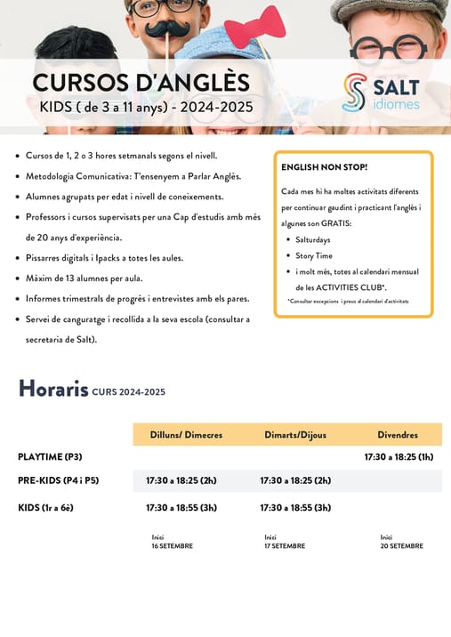 Cursos de inglés para niños/as  de 3 a 12 años - Terrassa Centre