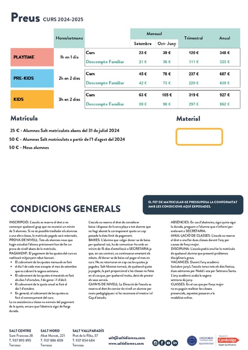 Cursos de inglés para niños/as  de 3 a 12 años - Terrassa Nord