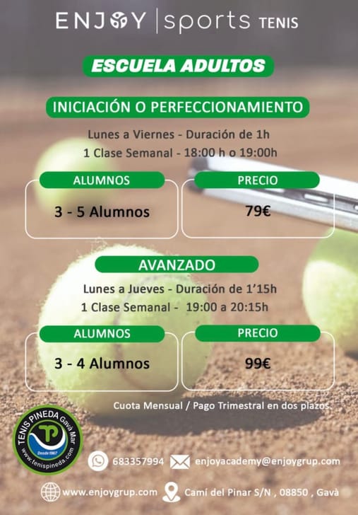 ESCUELA DE TENIS PARA ADULTOS (INICIACIÓN / PERFECCIONAMIENTO)